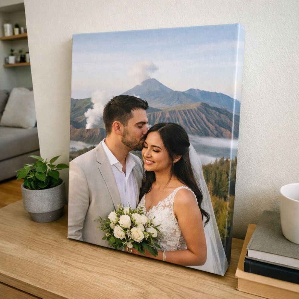Paket Print Kanvas + Spanram 50x70 cm – Cetak Foto Custom Siap Pajang