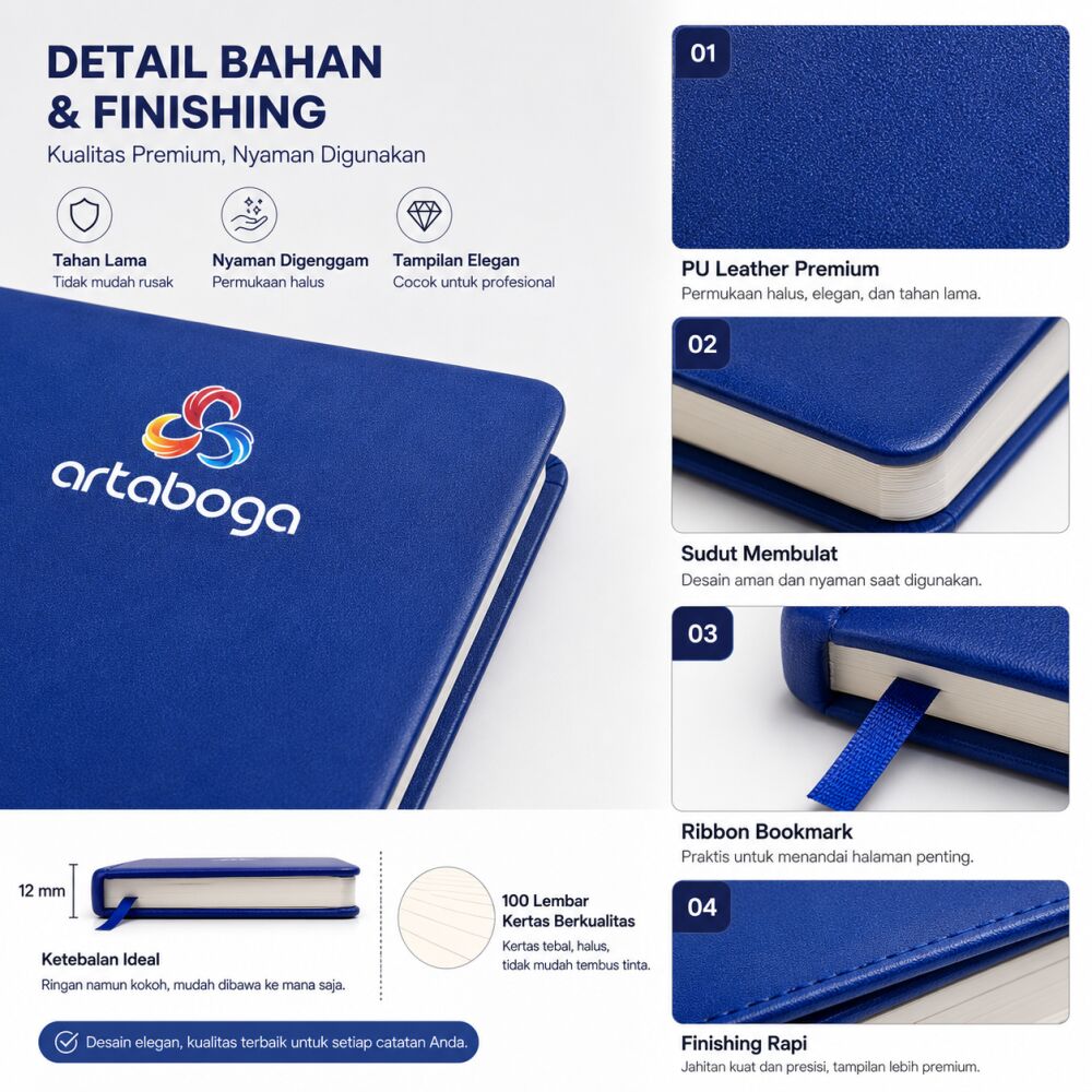 Note Personal Book PU Leather 210x140x12mm Isi 100 Lembar