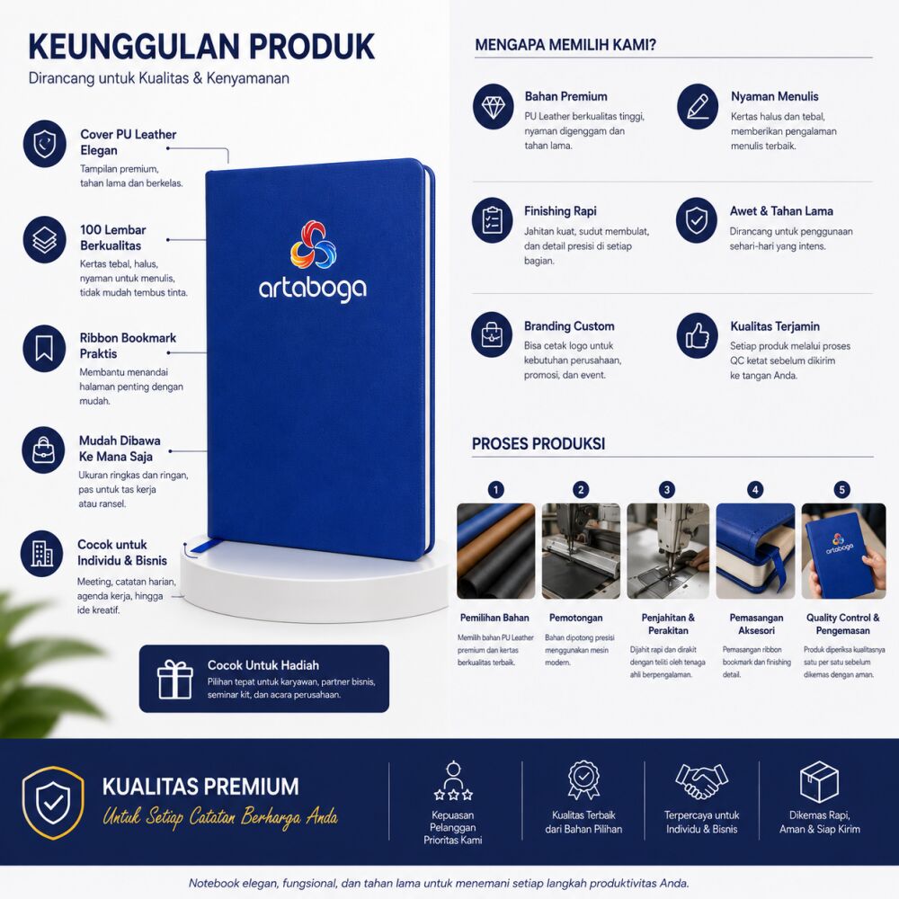 Note Personal Book PU Leather 210x140x12mm Isi 100 Lembar