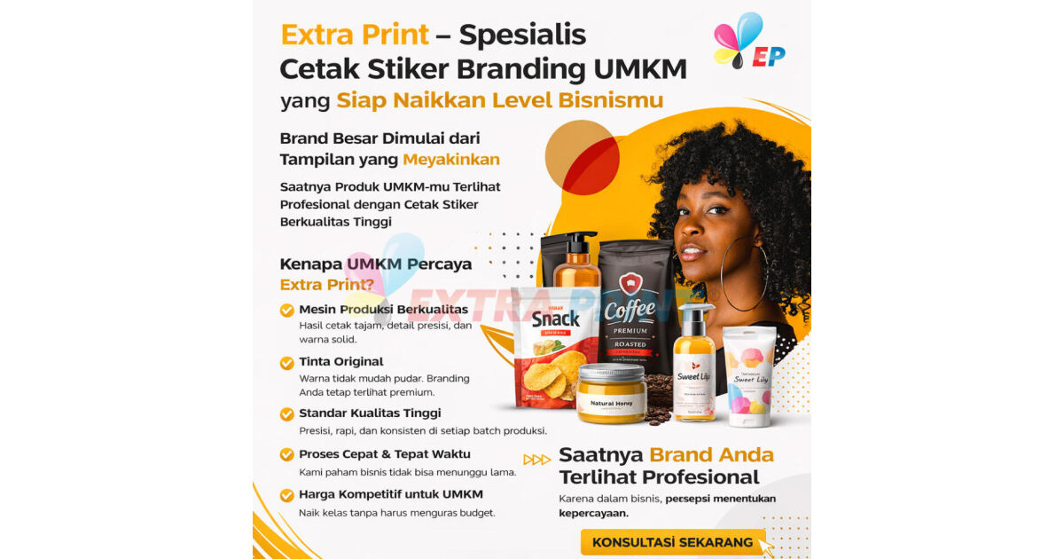 Extra Print – Spesialis Cetak Stiker Branding UMKM yang Siap Naikkan Level Bisnismu