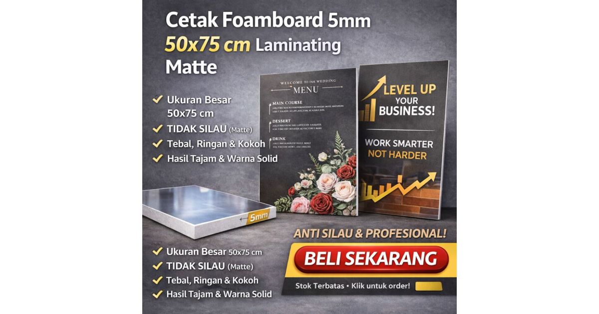 Cetak Foamboard 5mm 50x75 cm Laminating Matte