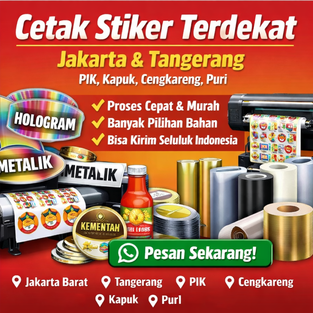 Cetak Stiker Terdekat Jakarta & Tangerang – PIK, Kapuk, Cengkareng, Puri