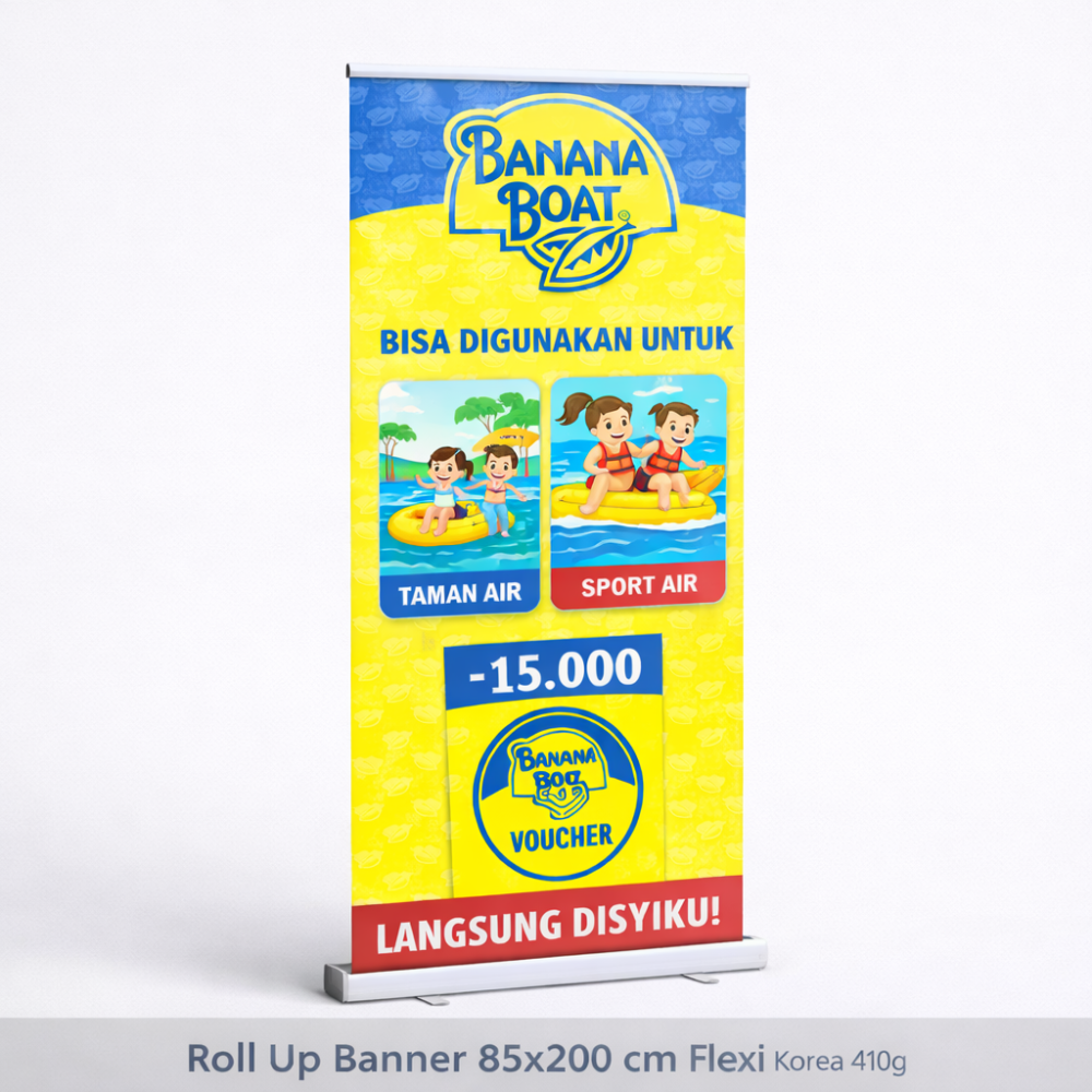 Cetak Roll Up Banner 85x200 cm Flexi Korea 410g